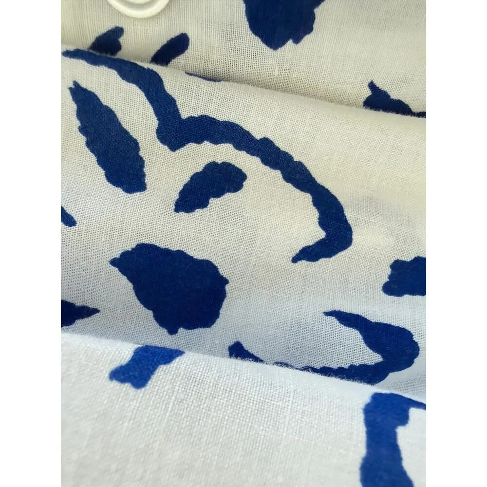 Schroder Separates Vintage Blue Floral Print Cotton Skirt Size 8 Pockets